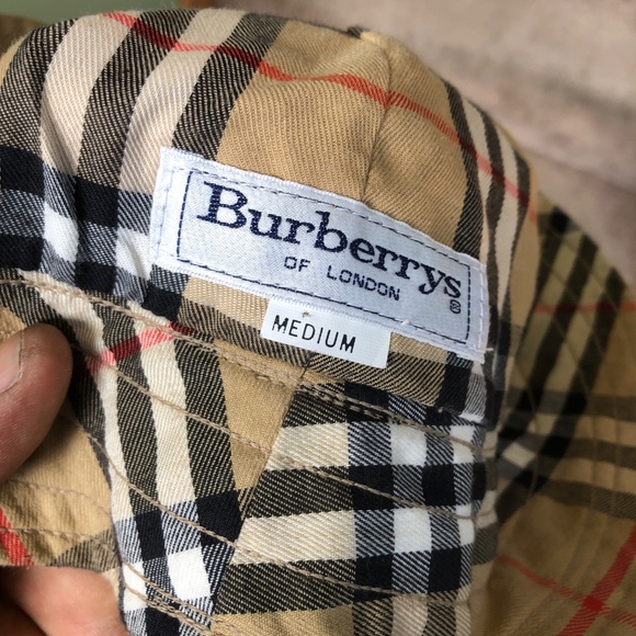 Burberrys of London Bucket Hat Size Medium Tan Beige, Check Inner, COA - Picture 8 of 10